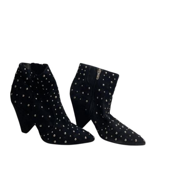 Sam Edelman Roya Black Suede Silver Studded Boots 8 - Picture 7 of 7